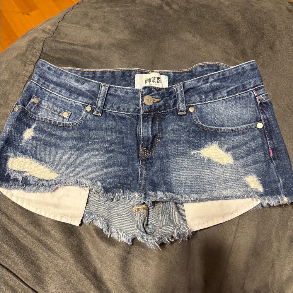 PINK Victoria's Secret Blue Jean Cut-Off Shorts